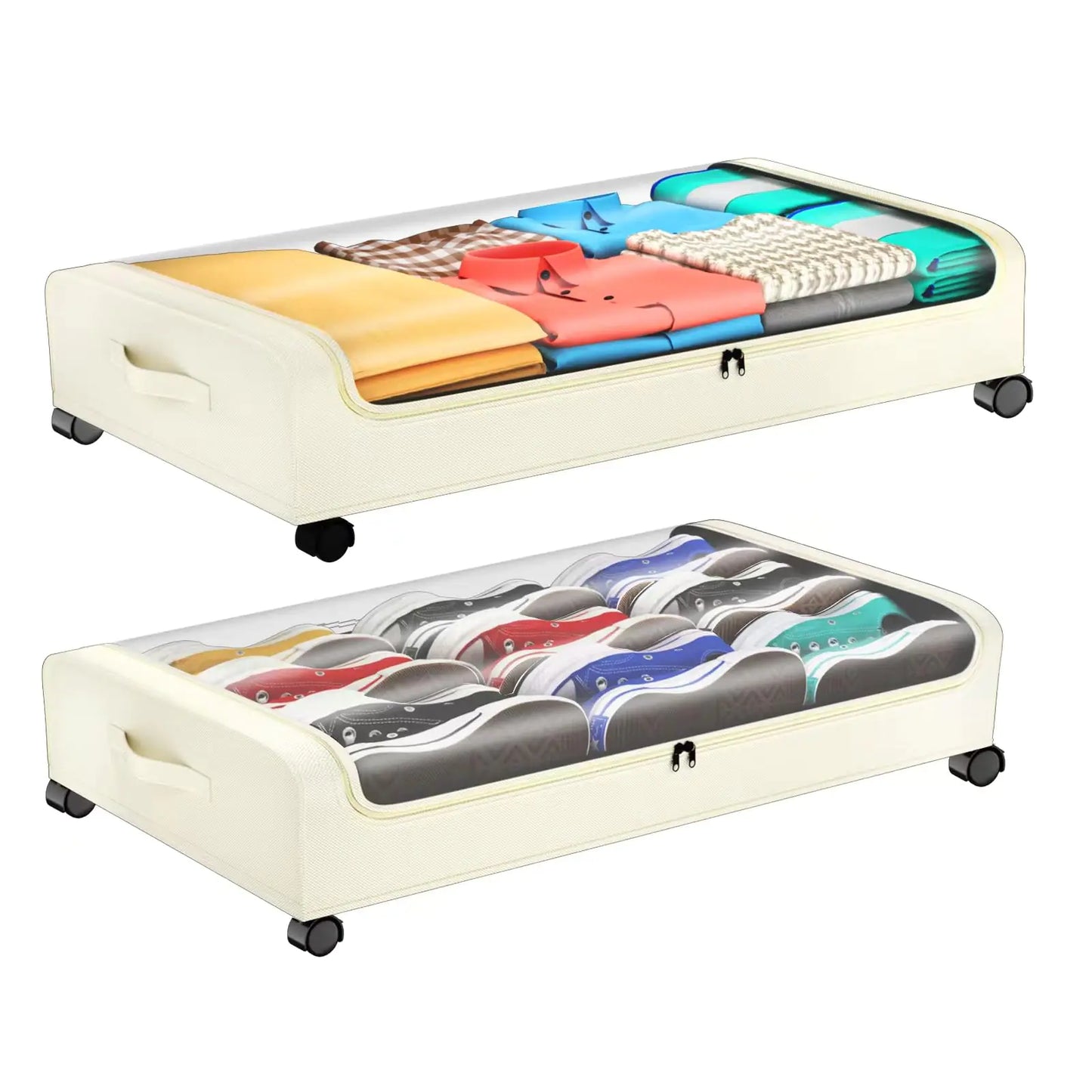 Rolling Underbed Shoe and Clothing Storage