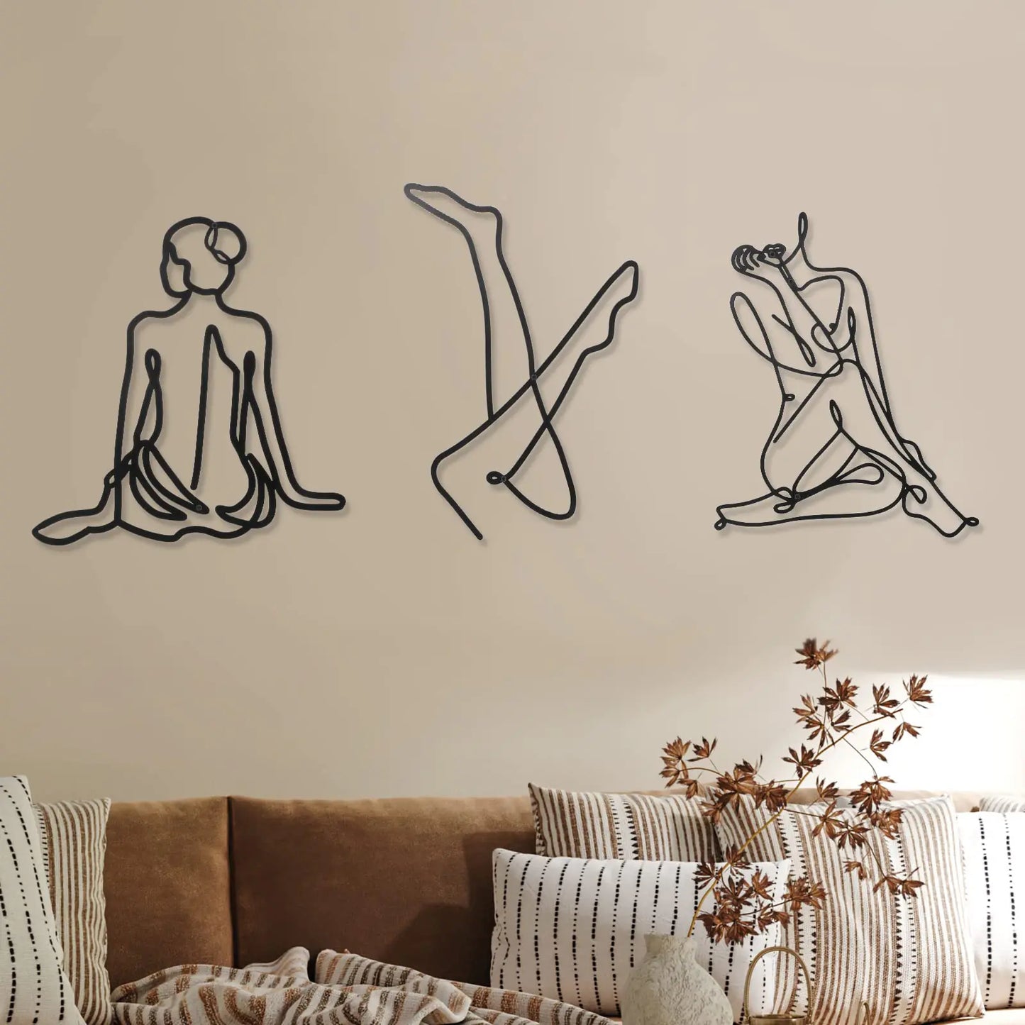 3-Piece Minimalist Abstract Female Line Art Set