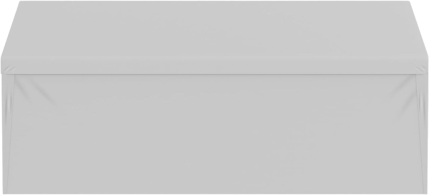 Carport Replacement Canopy Cover Top + Side Wall 10 X 20 Ft, Garage Tent Shelter Tarp Heavy-Duty Waterproof & UV Protected, Easy Installation with Ball Bungees,Grey (Frame Not Included)