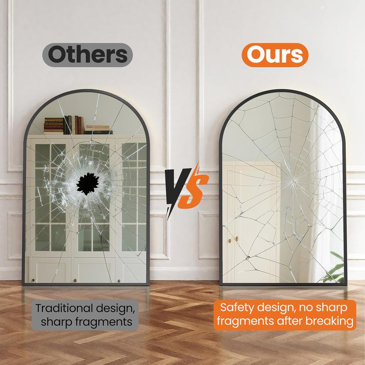 24"X36" Arch Black Bathroom Wall Mirror, Metal Frame Vanity Mirror for Bedroom, Entryway, Living Room