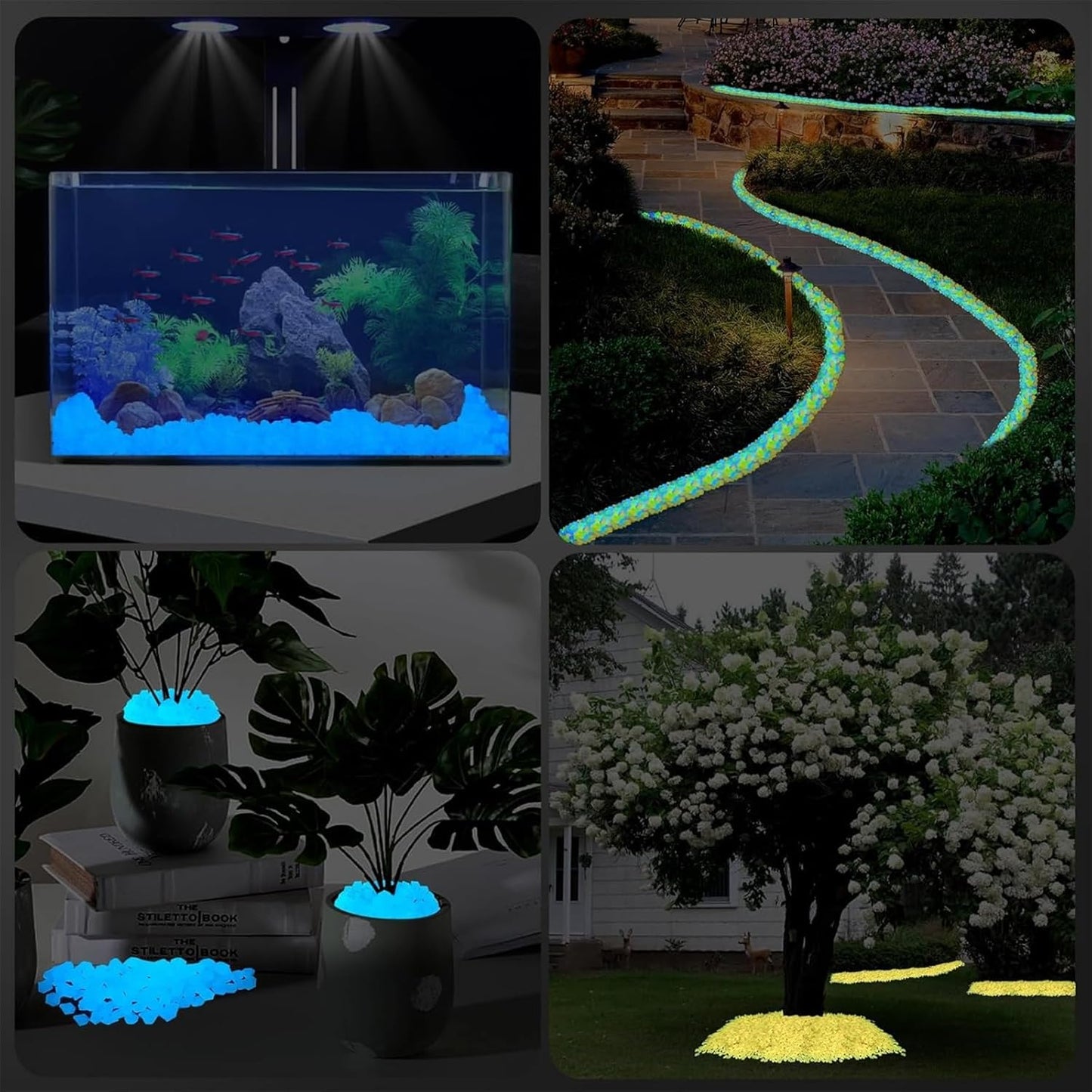 1000PCS Blue Glow Pebbles for Garden