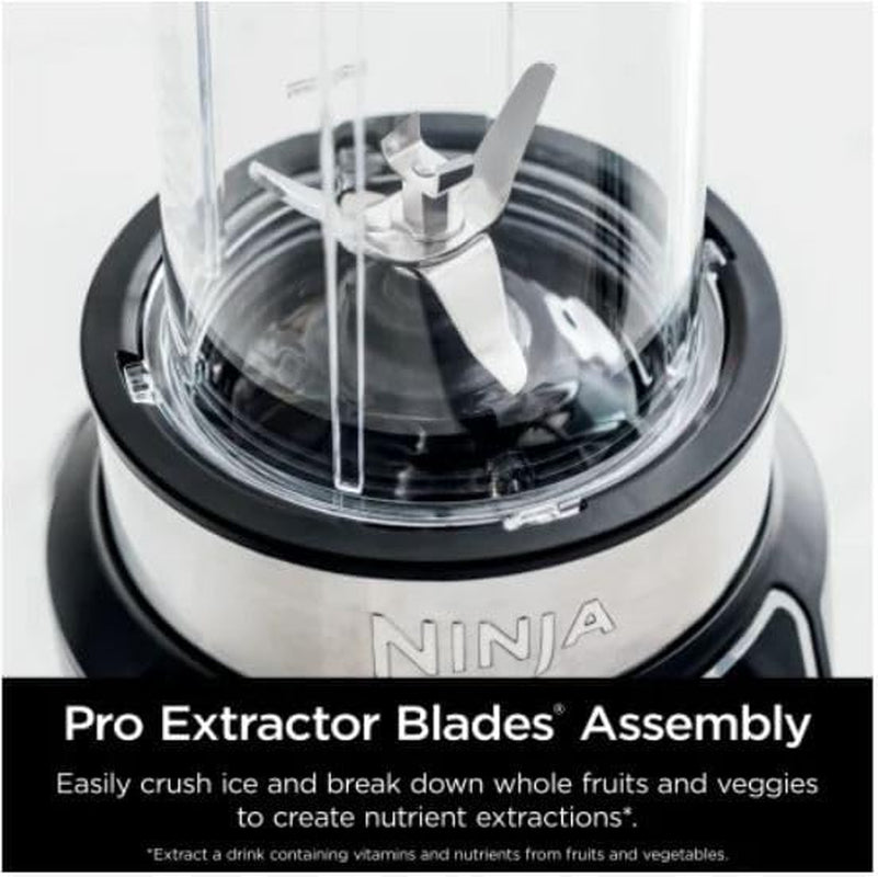 | Blender | Nutri Pro | Single Serve | for Smoothies, Salsa, Shakes and Frozen Drinks | Includes 2 Smoothie Cups & Lids | Crushes Ice, Fruit & Veggies |Silver | BN401