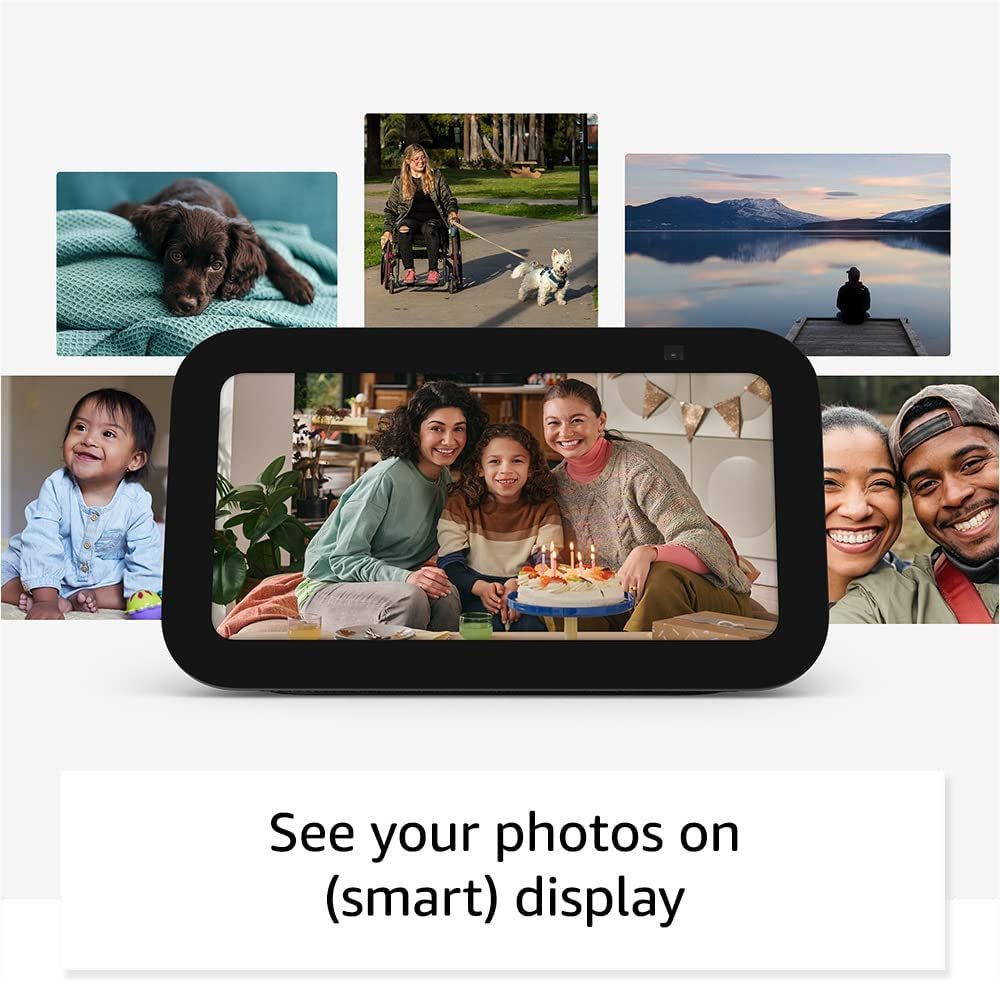 Echo Show 5, Smart Display with 2X the Bass and Clearer Sound, Charcoal