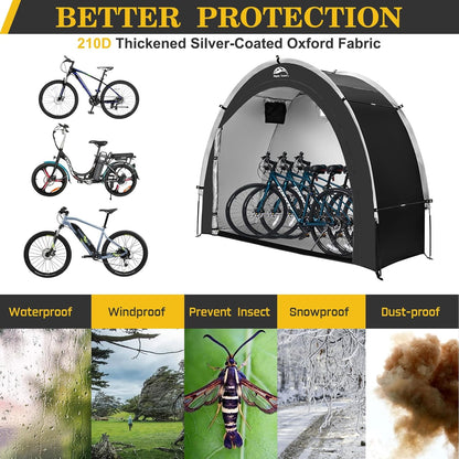 Bike Storage Shed Tent,Outdoor Portable Bicycle Storage Sheds with 210D Oxford Fabric PU4000 Waterproof for 2/3/4/6/8 Bikes,Bike Covers Shelter for Motorcycle,Garden Tools,Toys,Lawn Mower