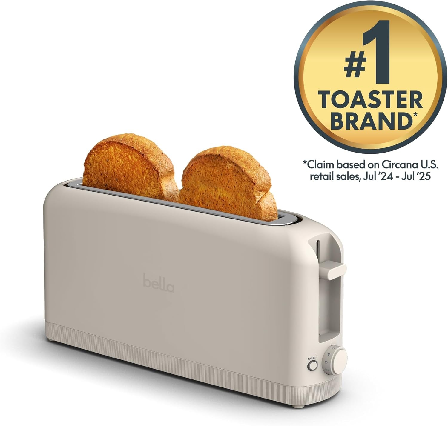 2 Slice Slim Toaster, Fits-Anywhere™ Kitchenware, 6 Setting Shade Control with Reheat & Cancel Buttons, Fits Sourdough, 10” Long Slot, anti Jam & Auto Shutoff, 900 Watt, Oatmilk