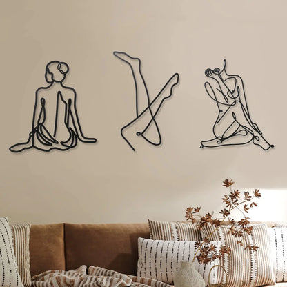 3-Piece Minimalist Abstract Female Line Art Set