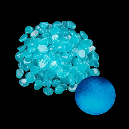 100pcs Luminous Garden Pebbles - Blue Glow Stones