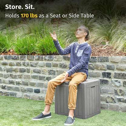 Outdoor Storage Box, 31 Gallon Deck Box Indoor and Outdoor Use, Waterproof Resin Storage Bin for Package Delivery, Patio Cushions, Gardening Tools, Lockable, UV Resistant, Grey