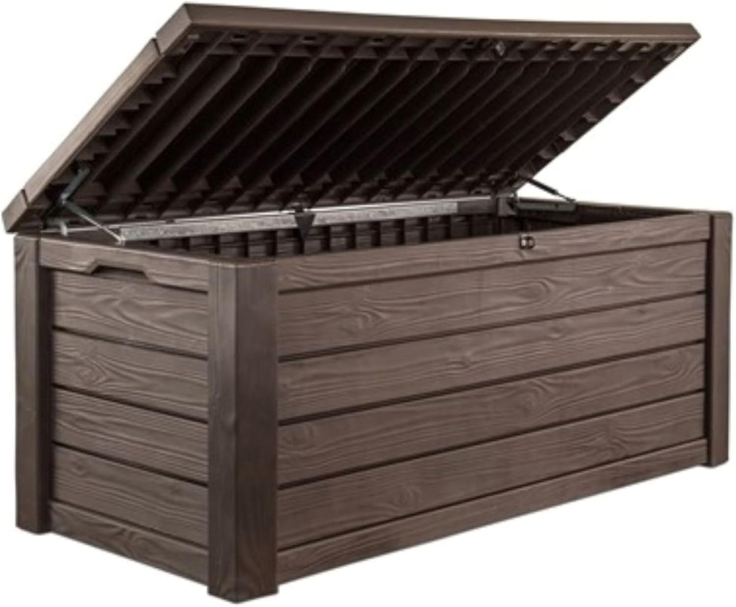 Westwood 150 Gallon Deck Box Organizer, Doubles as 2-Person Bench Seat, Brown – Large Resin Outdoor Storage and Seating with Lockable Lid for Garden, Pool, and Patio