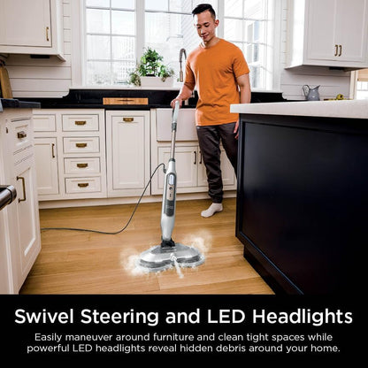 Steam & Scrub with Steam Blaster Technology All-In-One Hard Floor Steam Mop with 3 Steam Modes & LED Headlights S8201, Rotator White