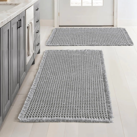MIULEE 2-Pack Soft Waffle Weave Bath Mats