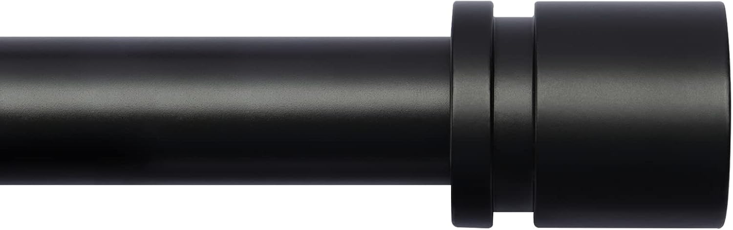 Curtain Rods for Windows 16 to 144 Inches Adjustable Length 1 Inch Diameter Window Curtain Rod with Aluminium Finials, Black