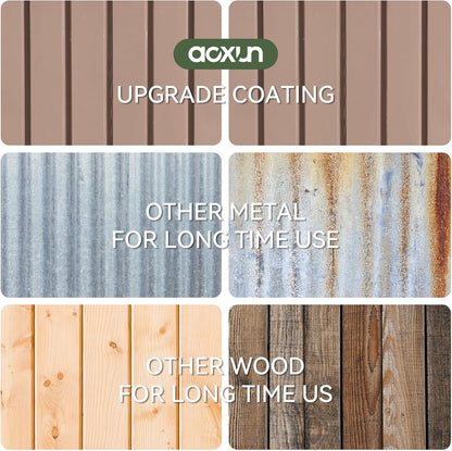 6.2X4 FT Shed Outdoor Storage Shed with Lockable Doors & Slooping Roof Metal Garden Tool Shed for Backyard, Patio, Poolside (Brown)