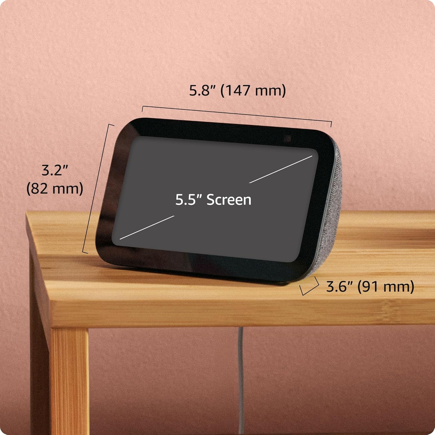 Echo Show 5, Smart Display with 2X the Bass and Clearer Sound, Charcoal