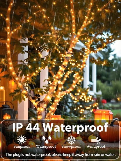 Upgraded 75.8 FT 200 LED Christmas String Lights Outdoor/Indoor, Timer & Memory Function & 8 Modes, Extendable Green Wire Waterproof Fairy String Lights for Xmas Tree Holiday Party Garden (Warm White)