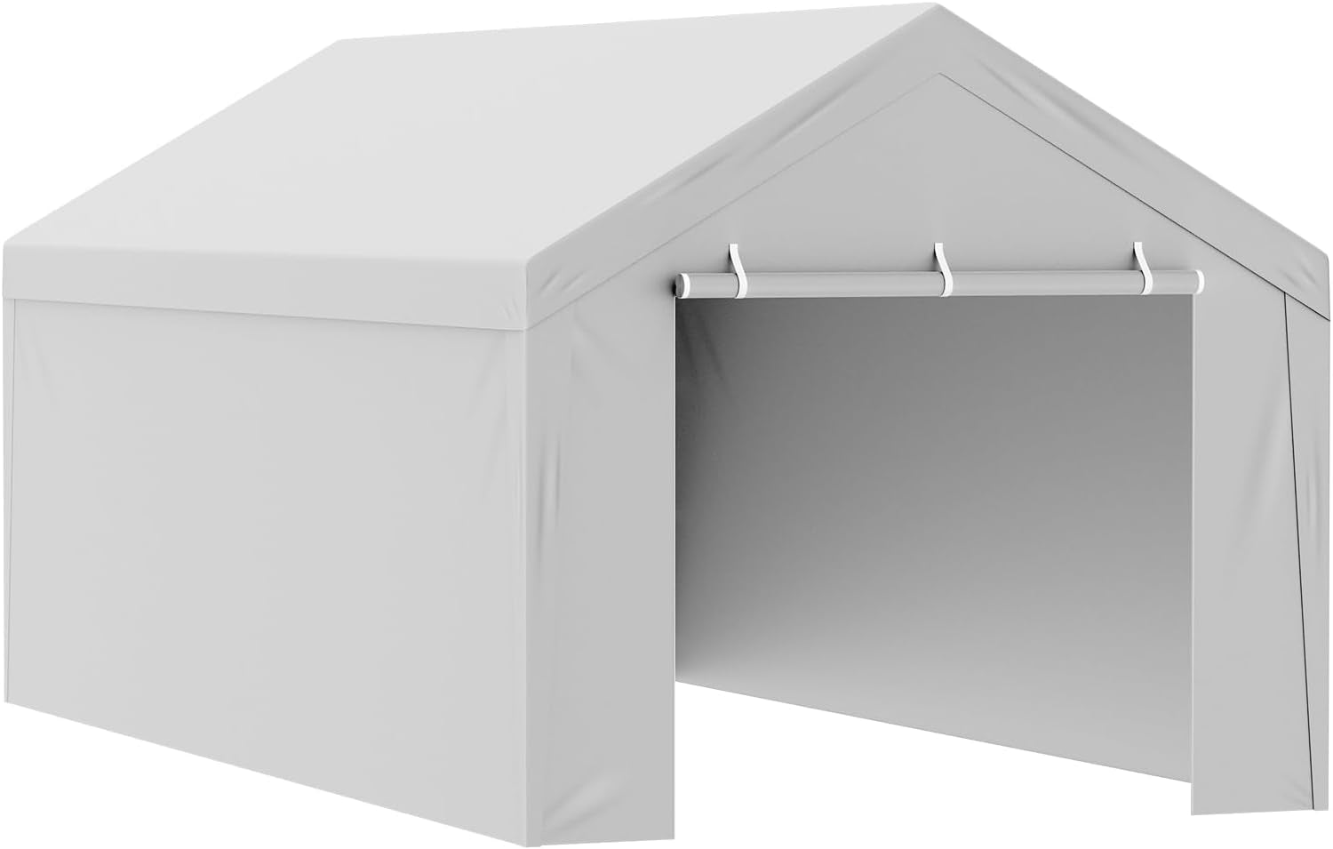 Carport Replacement Canopy Cover Top + Side Wall 10 X 20 Ft, Garage Tent Shelter Tarp Heavy-Duty Waterproof & UV Protected, Easy Installation with Ball Bungees,Grey (Frame Not Included)