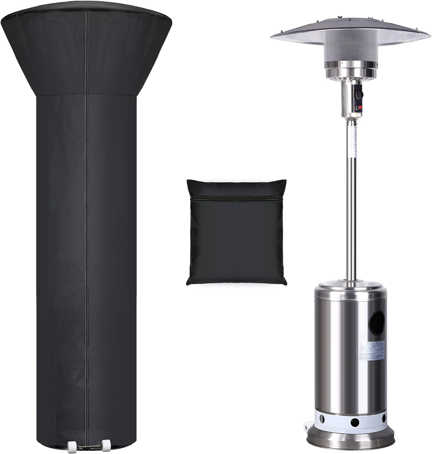 Patio Heater Covers with Zipper and Storage Bag,Waterproof,Dustproof,Wind-Resistant,Sunlight-Resistant,Snow-Resistant,Black,89'' Height X 33" Dome X 19" Base