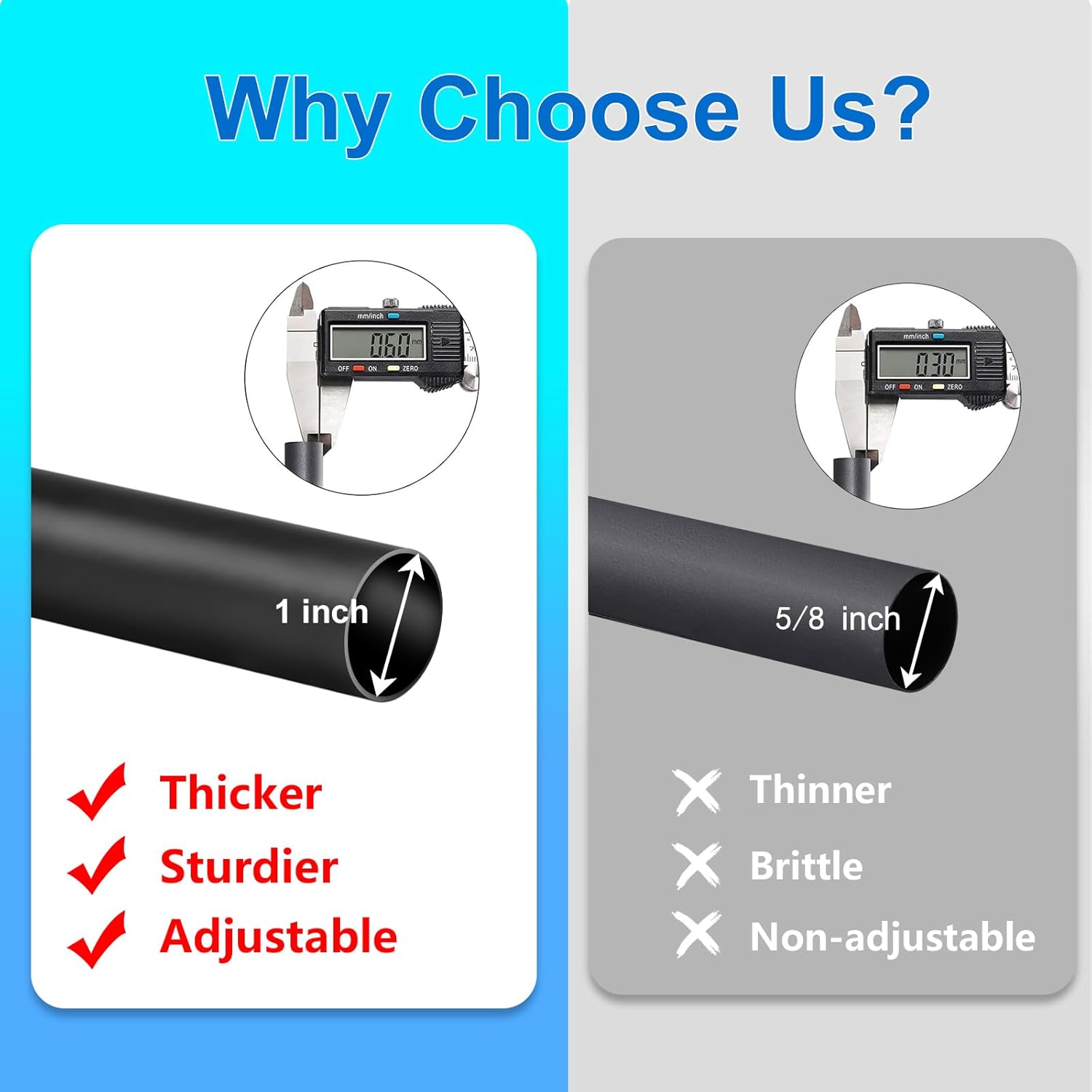 Curtain Rods for Windows 16 to 144 Inches Adjustable Length 1 Inch Diameter Window Curtain Rod with Aluminium Finials, Black