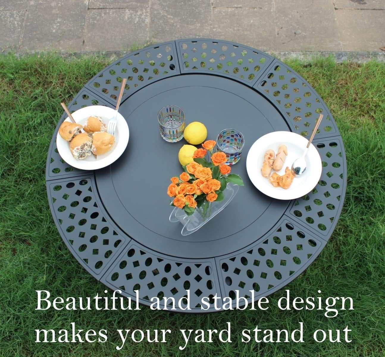 36 Inch Fire Pit with 2 Grills, Wood Burning Fire Pits for outside with Lid, Poker and round Waterproof Cover, BBQ& Outdoor Firepit & round Metal Table 3 in 1 for Patio, Picnic, Party