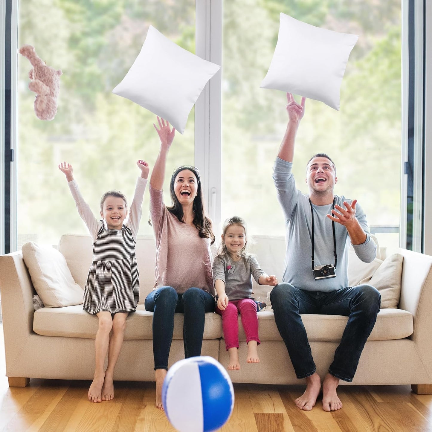 Throw Pillows Insert (Pack of 2, White) - 18 X 18 Inches Bed and Couch Pillows - Indoor Decorative Pillow