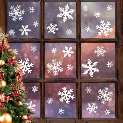 135Pcs Christmas Window Clings Snowflakes Window Decals Static Window Stickers for Christmas Decorations Windows Décor Ornaments Xmas Party Supplies Thanksgiving Party Décor
