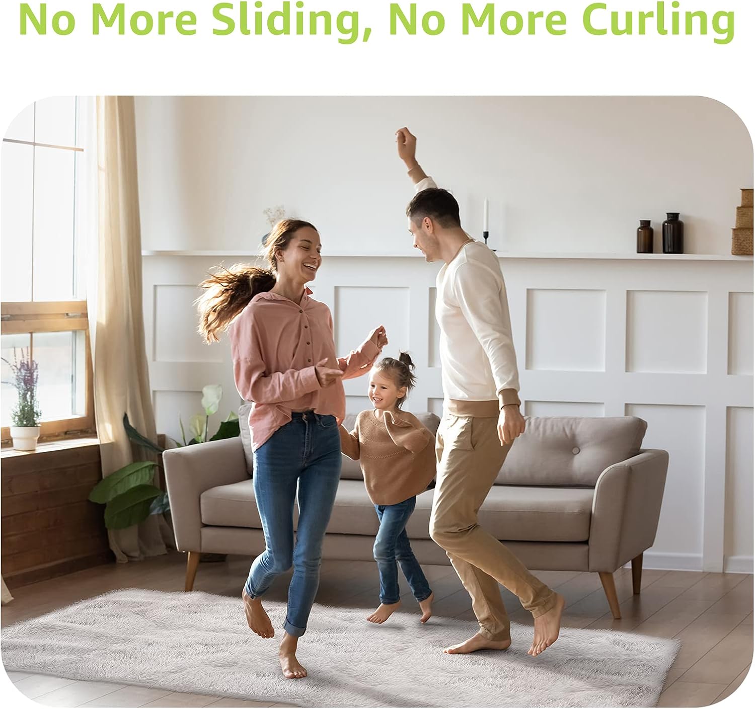 12 Pcs Rug Tape, Non Slip Rug Pads Grippers for Hardwood Floors and Tiles, Reusable Carpet Tape for Area Rugs, Double-Sided Adhesive Rug Stickers Keep Corners Flat (Black)