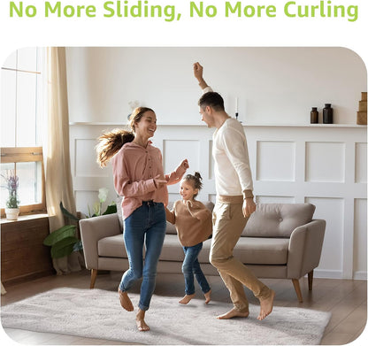 12 Pcs Rug Tape, Non Slip Rug Pads Grippers for Hardwood Floors and Tiles, Reusable Carpet Tape for Area Rugs, Double-Sided Adhesive Rug Stickers Keep Corners Flat (Black)