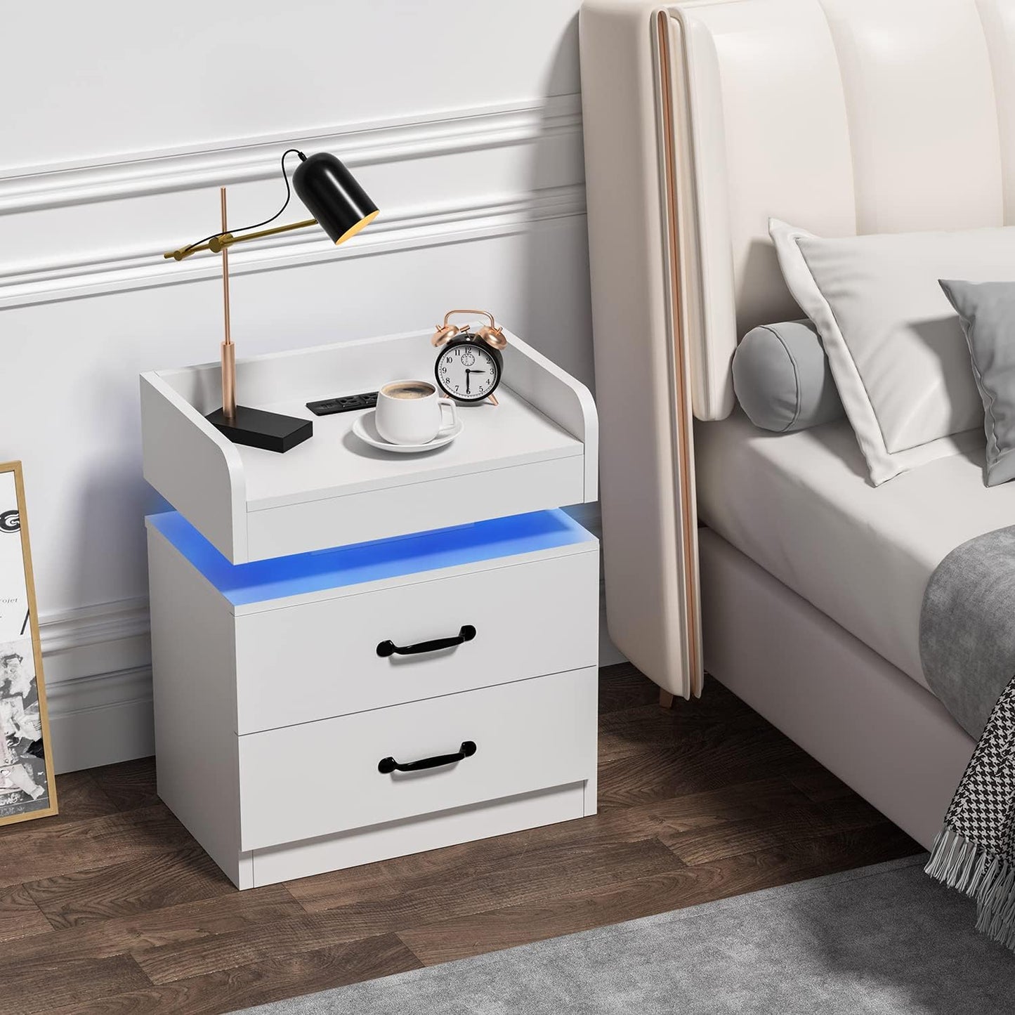 LED Nightstand with 2 Drawers