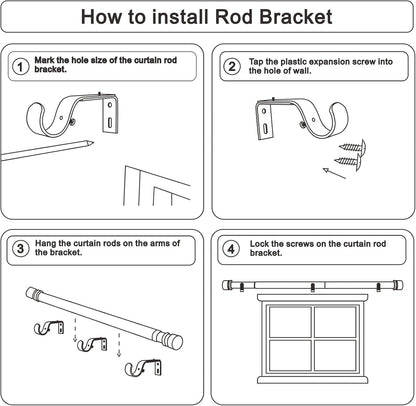 Curtain Rods for Windows 16 to 144 Inches Adjustable Length 1 Inch Diameter Window Curtain Rod with Aluminium Finials, Black