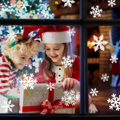 135Pcs Christmas Window Clings Snowflakes Window Decals Static Window Stickers for Christmas Decorations Windows Décor Ornaments Xmas Party Supplies Thanksgiving Party Décor