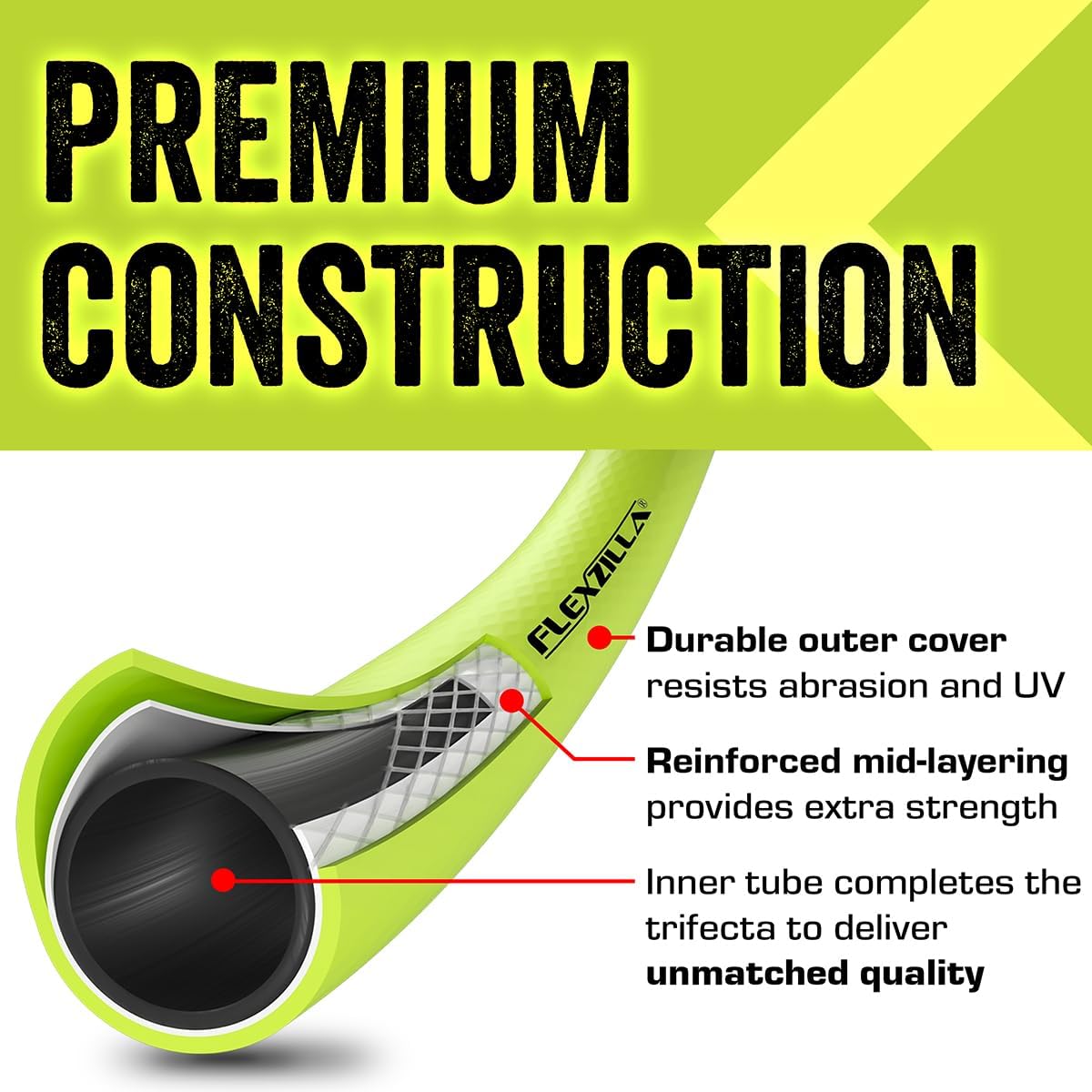 Garden Hose 5/8 In. X 50 Ft., Lightweight All-Weather Water Hose, Durable and Flexible, Leak-Free Connections