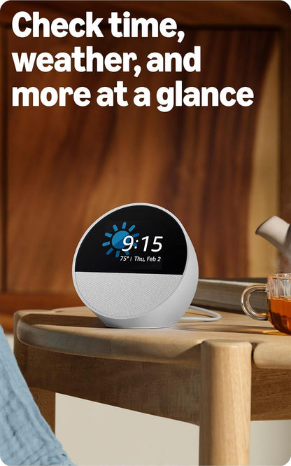 Echo Spot, Great for Nightstands, Offices and Kitchens, Smart Alarm Clock with Alexa, Black
