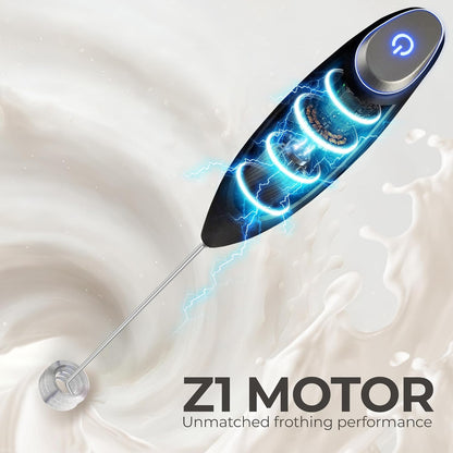 Patented Tornado Triple Whisk Milk Frother with 4 Duracell Batteries – Handheld Foam Maker for Coffee, Lattes, Matcha & Hot Chocolate – Rich, Creamy Froth in Seconds