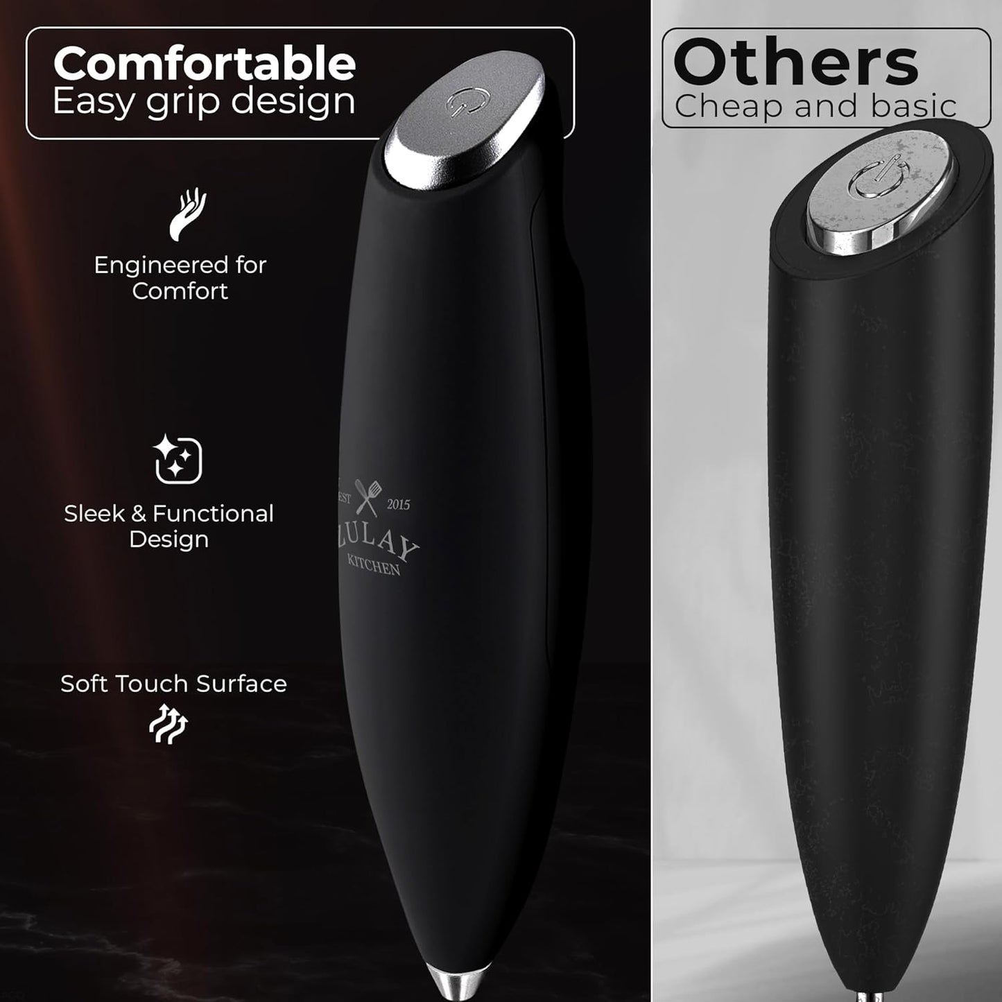 Patented Tornado Triple Whisk Milk Frother with 4 Duracell Batteries – Handheld Foam Maker for Coffee, Lattes, Matcha & Hot Chocolate – Rich, Creamy Froth in Seconds