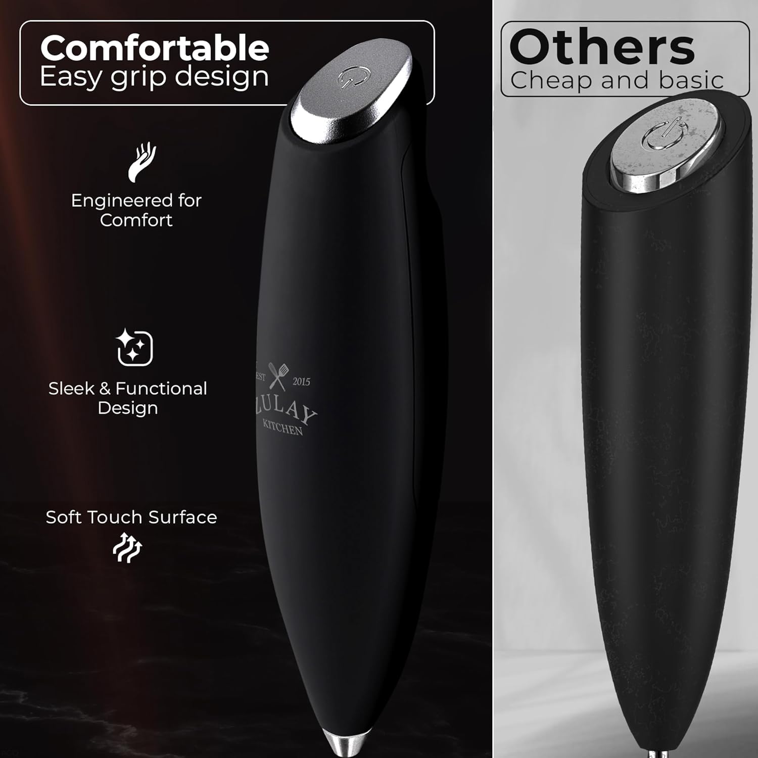 Patented Tornado Triple Whisk Milk Frother with 4 Duracell Batteries – Handheld Foam Maker for Coffee, Lattes, Matcha & Hot Chocolate – Rich, Creamy Froth in Seconds