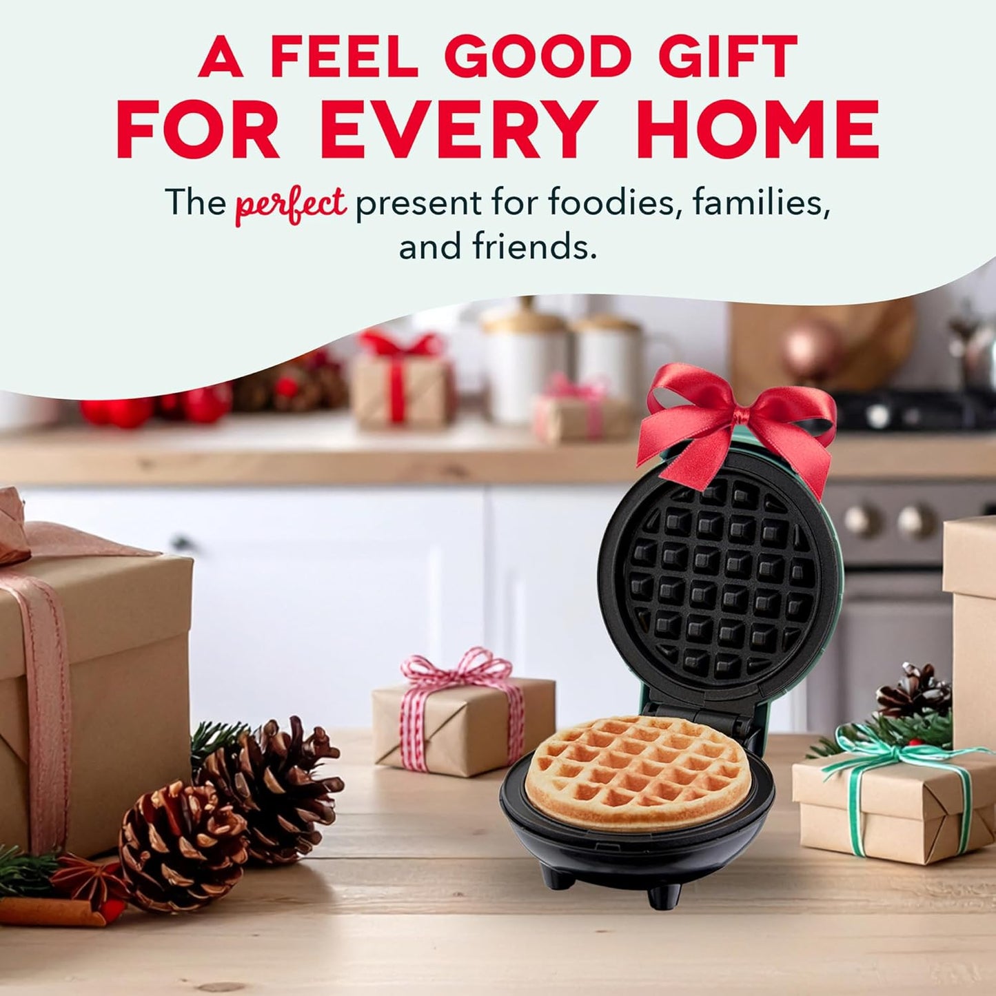 Mini Waffle Maker - 4” Waffle Mold, Nonstick Waffle Iron with Quick Heat-Up, PTFE Nonstick Surface - Perfect Mini Waffle Maker for Kids and Families, Just Add Batter (Aqua)