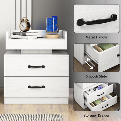 LED Nightstand with 2 Drawers