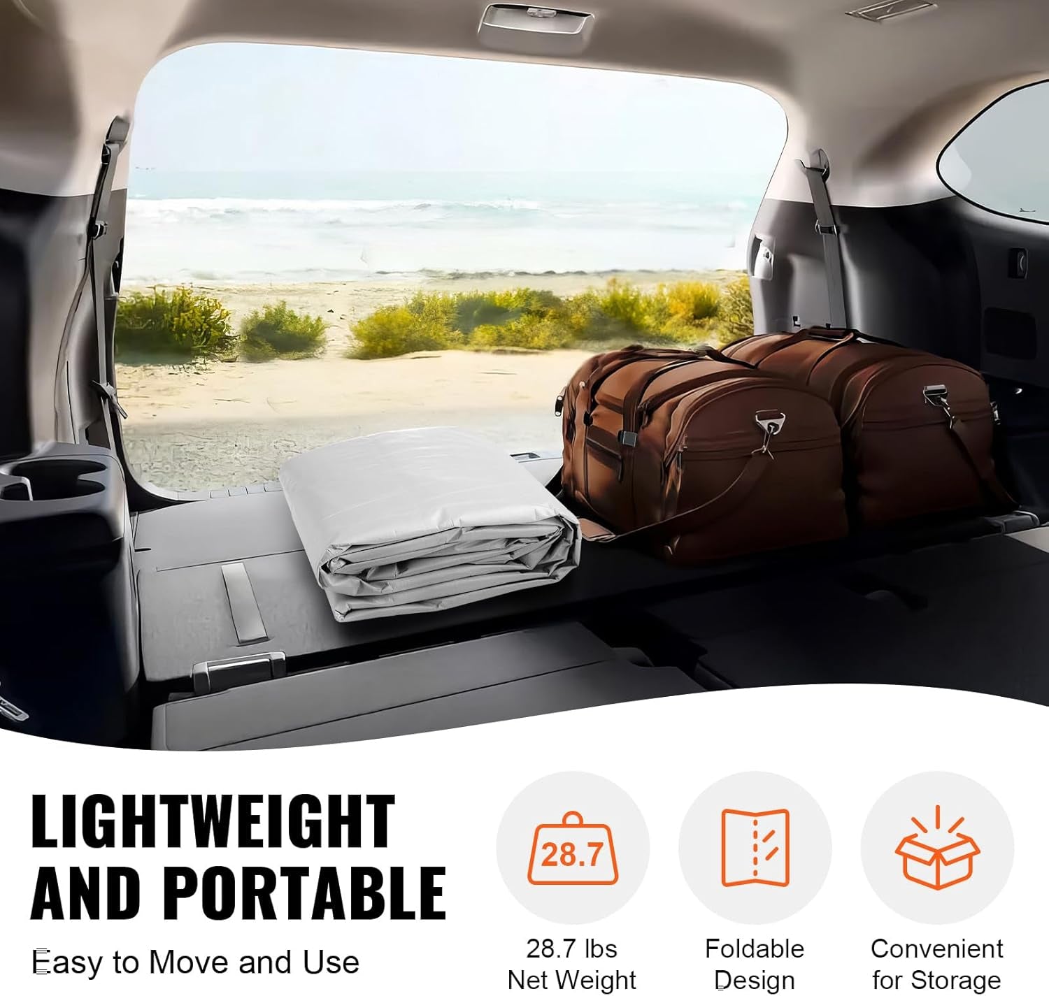 Carport Replacement Canopy Cover Top + Side Wall 10 X 20 Ft, Garage Tent Shelter Tarp Heavy-Duty Waterproof & UV Protected, Easy Installation with Ball Bungees,Grey (Frame Not Included)