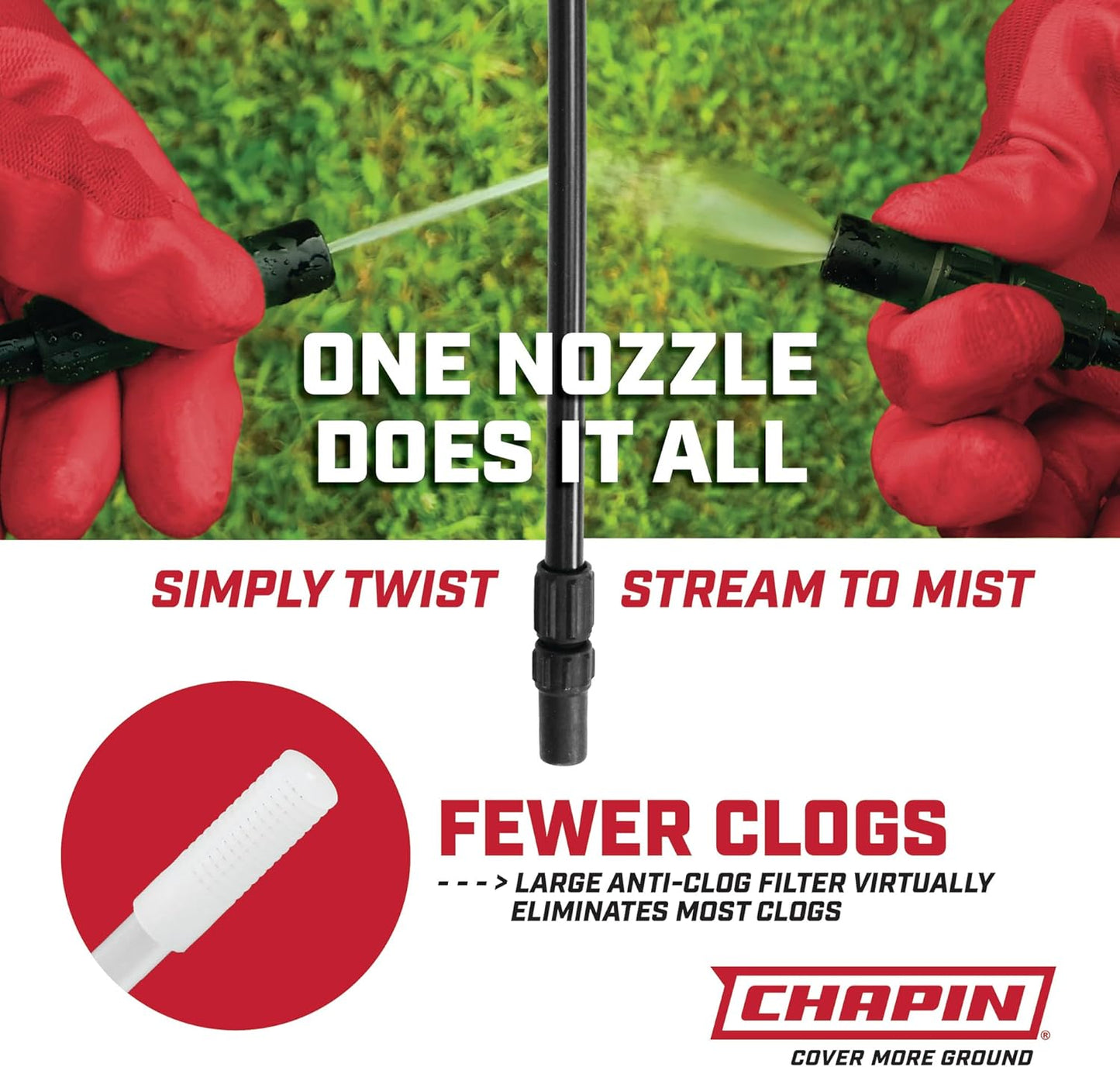 Chapin 20004 Pump Sprayer, 1 Gallon, Lawn and Garden, Hand Pressurized, Anti-Clog Filter, Adjustable Spray Nozzle, Spraying Plants, Watering, Weeds, Fertilizer and Pests, Translucent