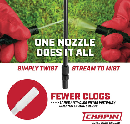 Chapin 20004 Pump Sprayer, 1 Gallon, Lawn and Garden, Hand Pressurized, Anti-Clog Filter, Adjustable Spray Nozzle, Spraying Plants, Watering, Weeds, Fertilizer and Pests, Translucent