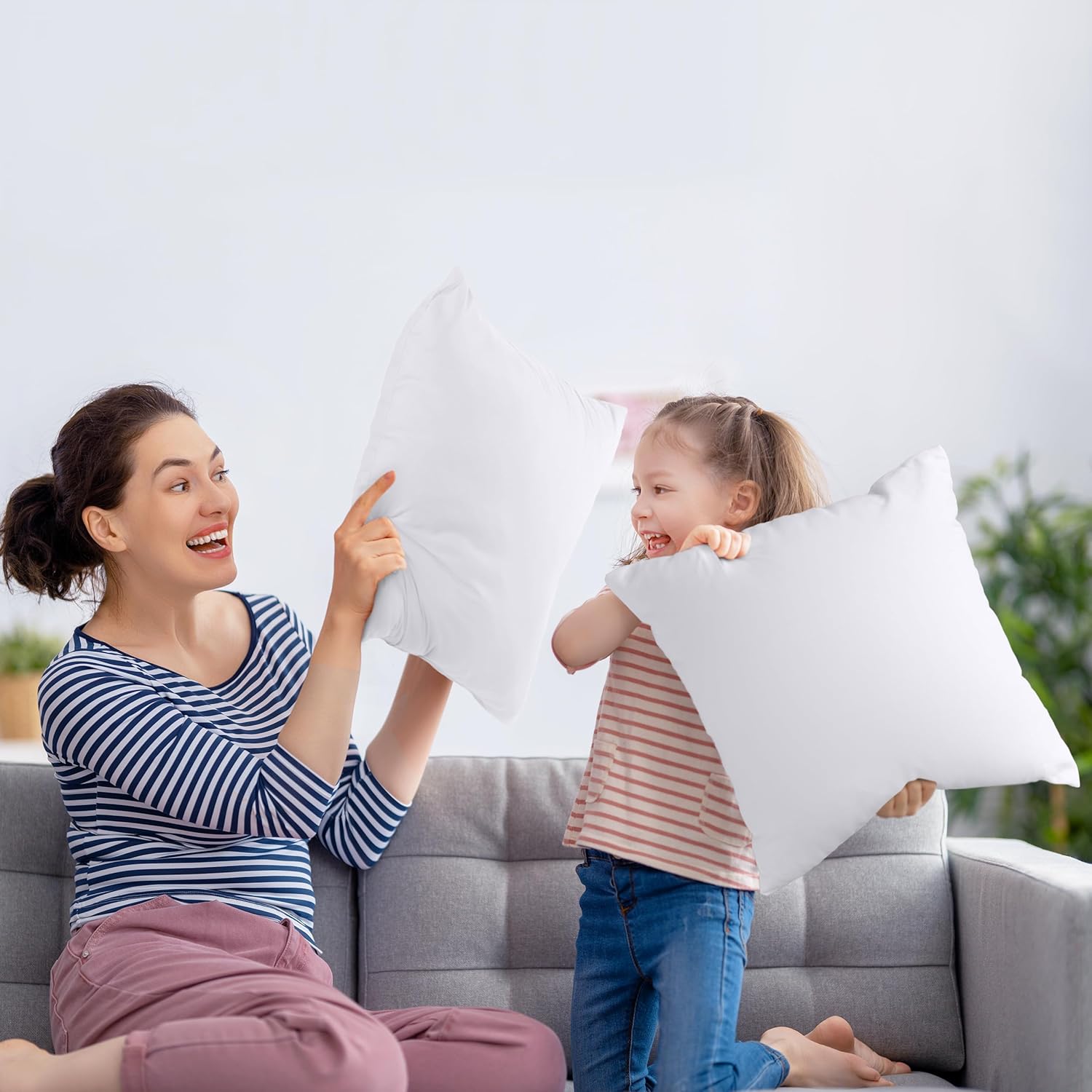 Throw Pillows Insert (Pack of 2, White) - 18 X 18 Inches Bed and Couch Pillows - Indoor Decorative Pillow