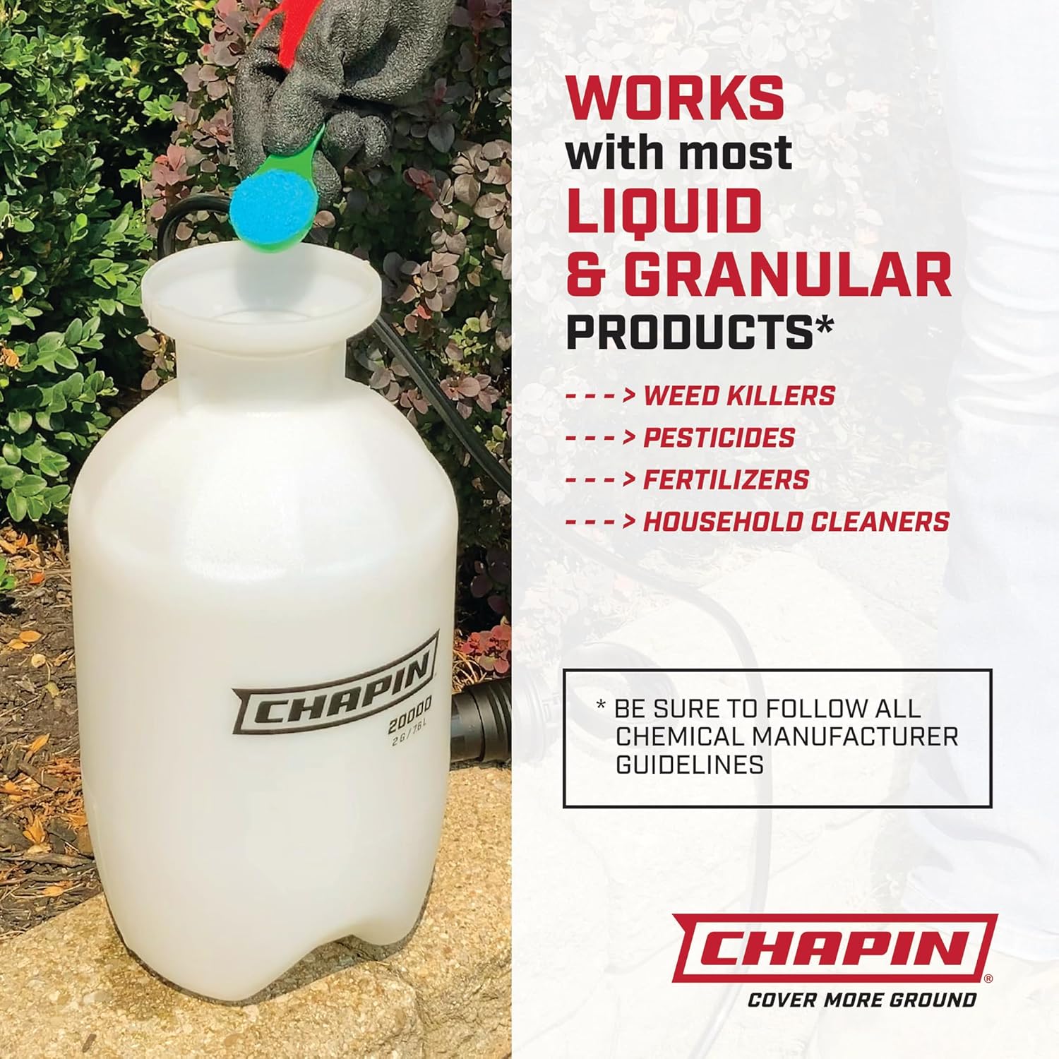 Chapin 20004 Pump Sprayer, 1 Gallon, Lawn and Garden, Hand Pressurized, Anti-Clog Filter, Adjustable Spray Nozzle, Spraying Plants, Watering, Weeds, Fertilizer and Pests, Translucent