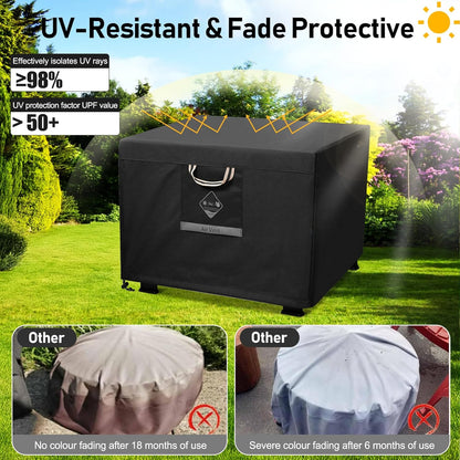 Fire Pit Cover Square Heavy Duty Fabric 100% Waterproof, Fits Outdoor for 29”,30 Inch,31 Inch,32 Inch Fire Pit/Table Cover,Gas Fire Pit Cover (32”L X 32”W X 24”H,Black)