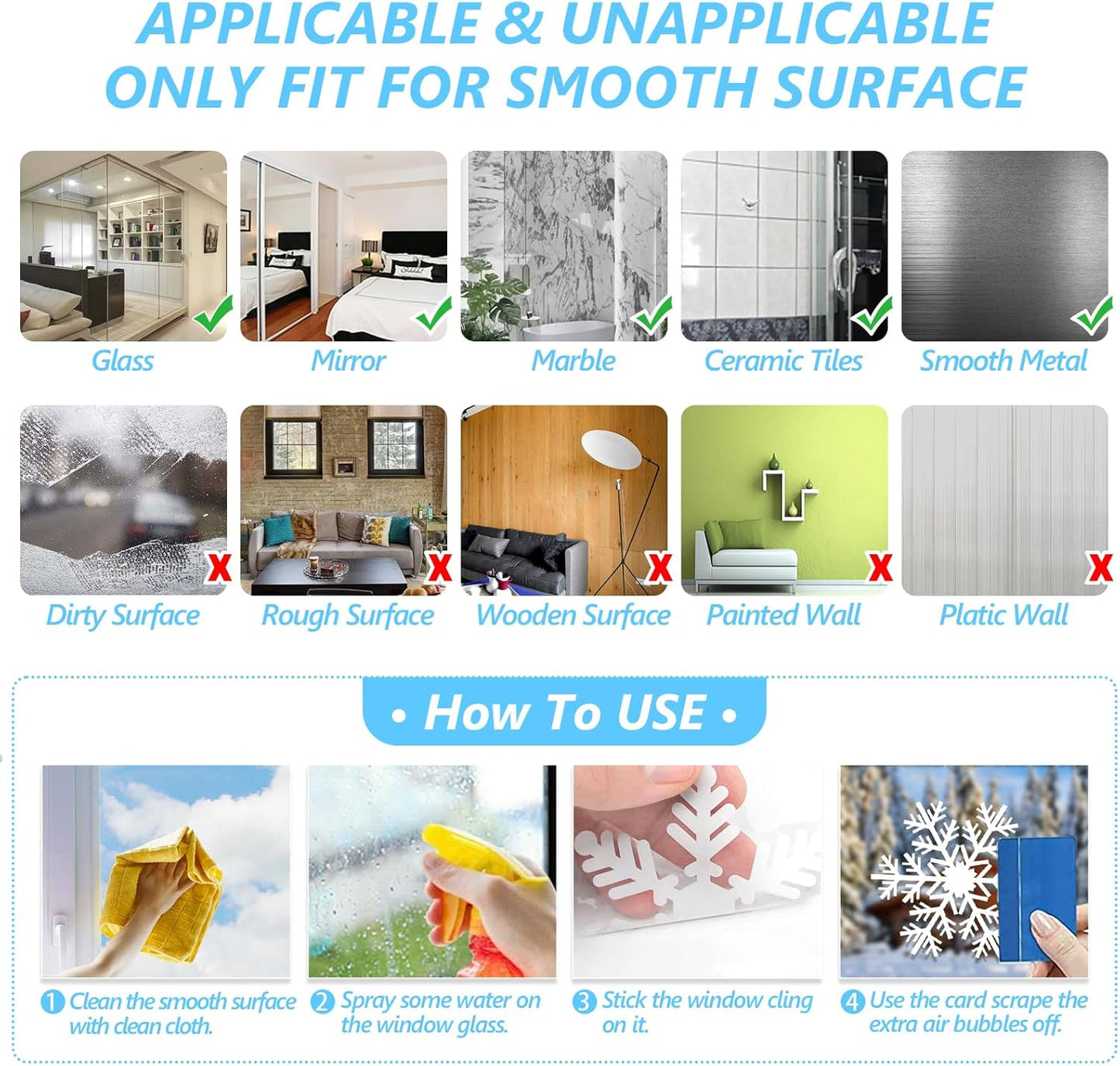 135Pcs Christmas Window Clings Snowflakes Window Decals Static Window Stickers for Christmas Decorations Windows Décor Ornaments Xmas Party Supplies Thanksgiving Party Décor