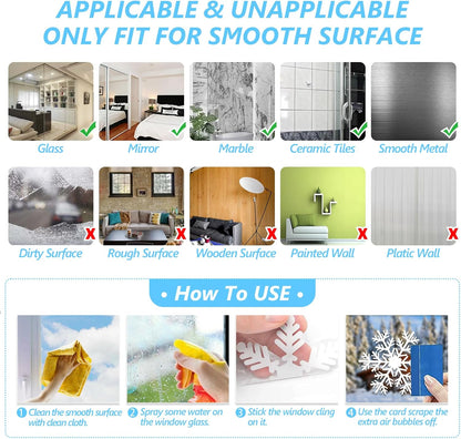 135Pcs Christmas Window Clings Snowflakes Window Decals Static Window Stickers for Christmas Decorations Windows Décor Ornaments Xmas Party Supplies Thanksgiving Party Décor