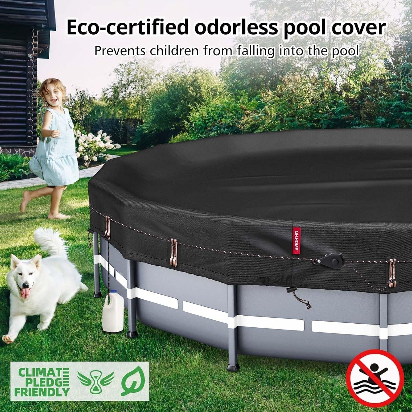 Winter round Pool Cover for 18 Ft Bestway/Intex/Coleman Frame above Ground Pool, [Excellent Windproof ] with Fast Tightening Patented Ratchet& Weight-Bearing Rings,Cold and UV Resistant