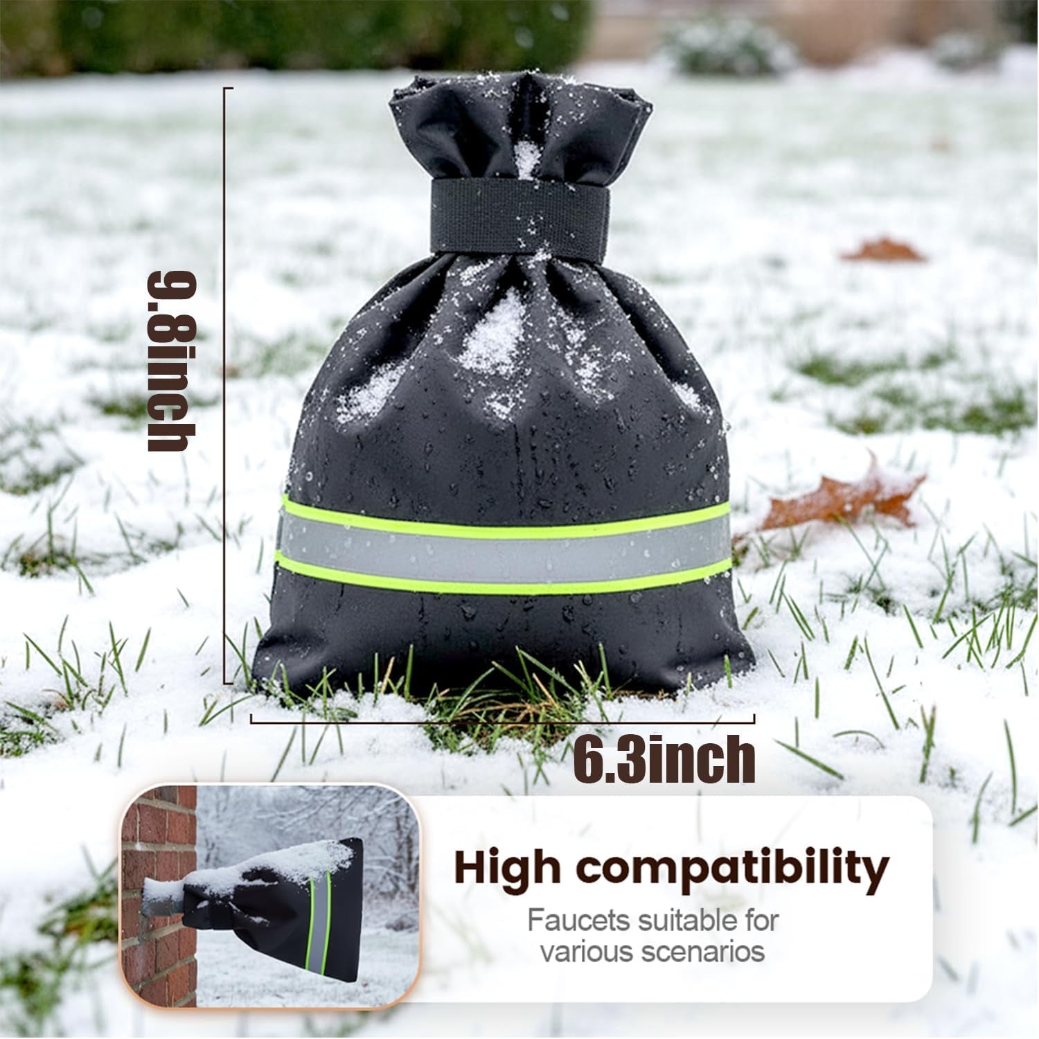 Outdoor Faucet Covers for Winter, 9.8" X 6.3" Insulated Spigot Cover, Waterproof Hose Bib Covers for Freeze Protection, Patio Winterizing Home Must-Have Faucet Cover for outside Yard (Green, 2PC)