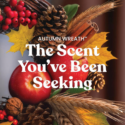 Autumn Wreath, Fall Scented Candle, 22Oz Large Jar with up to 150 Hour Burn Time