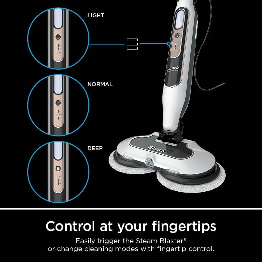 Steam & Scrub with Steam Blaster Technology All-In-One Hard Floor Steam Mop with 3 Steam Modes & LED Headlights S8201, Rotator White