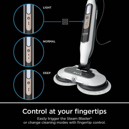 Steam & Scrub with Steam Blaster Technology All-In-One Hard Floor Steam Mop with 3 Steam Modes & LED Headlights S8201, Rotator White